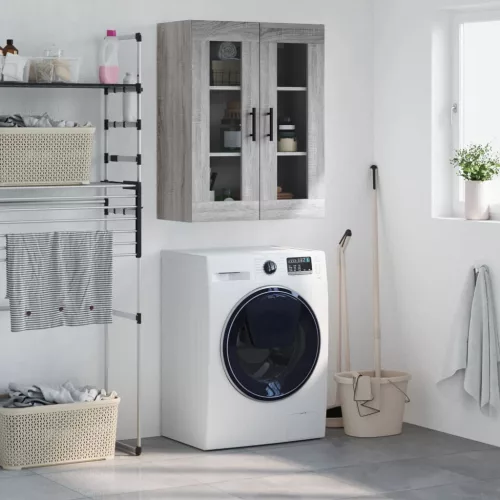  szürke sonoma színű fali szekrény 69,5x34x90 cm