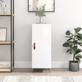    magasfényű fehér szerelt fa tálalószekrény 34,5 x 34 x 90 cm