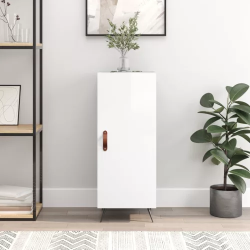  magasfényű fehér szerelt fa tálalószekrény 34,5 x 34 x 90 cm