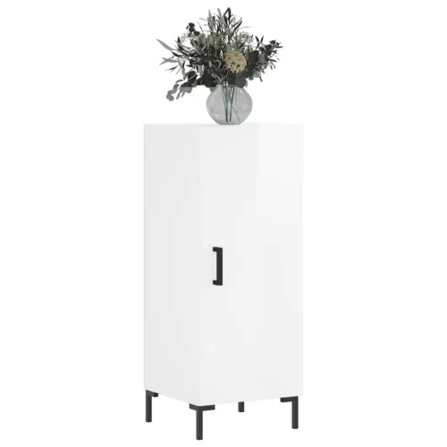  magasfényű fehér szerelt fa tálalószekrény 34,5 x 34 x 90 cm