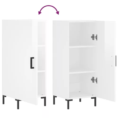  magasfényű fehér szerelt fa tálalószekrény 34,5 x 34 x 90 cm