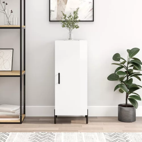  magasfényű fehér szerelt fa tálalószekrény 34,5 x 34 x 90 cm