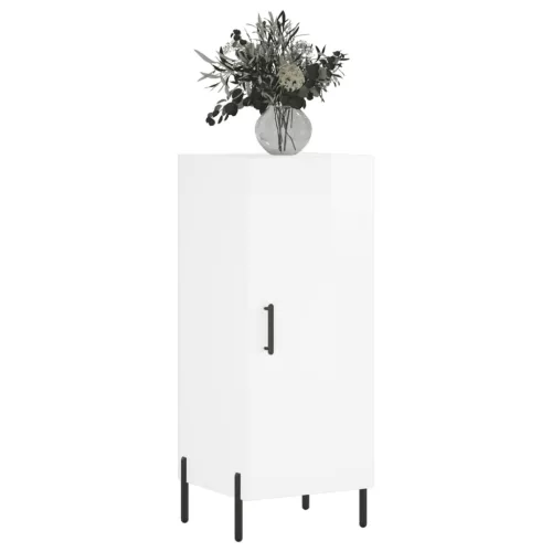  magasfényű fehér szerelt fa tálalószekrény 34,5 x 34 x 90 cm