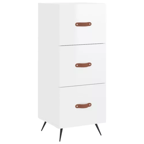  magasfényű fehér szerelt fa tálalószekrény 34,5 x 34 x 90 cm