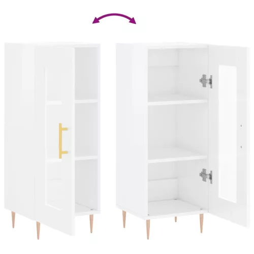  magasfényű fehér szerelt fa tálalószekrény 34,5 x 34 x 90 cm