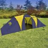 VID Poliészter kemping sátor 9 személyes sárga-sötétkék színben