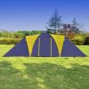 VID Poliészter kemping sátor 9 személyes sárga-sötétkék színben
