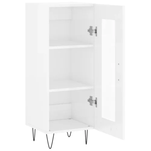  magasfényű fehér szerelt fa tálalószekrény 34,5 x 34 x 90 cm