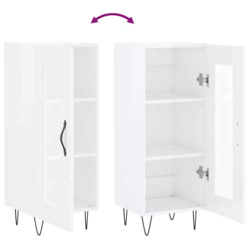  magasfényű fehér szerelt fa tálalószekrény 34,5 x 34 x 90 cm