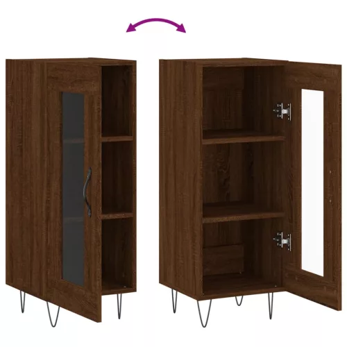  barna tölgy színű szerelt fa tálalószekrény 34,5 x 34 x 90 cm