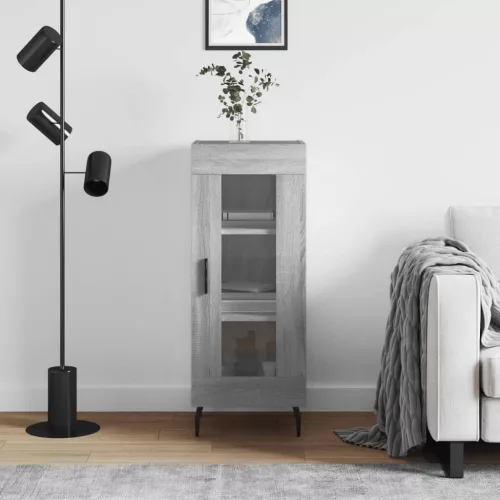  szürke sonoma színű szerelt fa tálalószekrény 34,5 x 34 x 90 cm