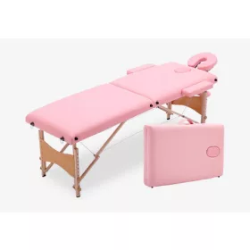   discontmania pink 2-zone wooden massage bed with carry bag - 2104S