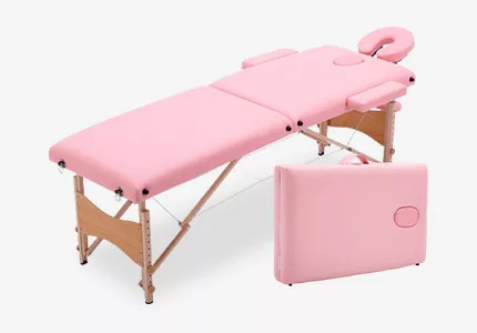 discontmania pink 2-zone wooden massage bed with carry bag - 2104S