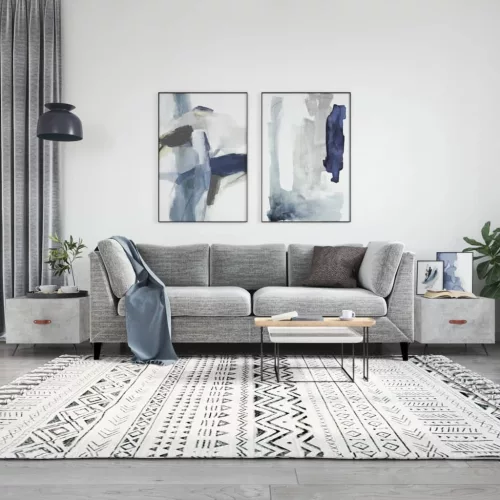  2 db betonszürke szerelt fa dohányzóasztal 50 x 50 x 40 cm