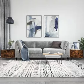    2 db füstös tölgy szerelt fa dohányzóasztal 50 x 50 x 40 cm