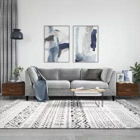    2 db barna tölgy szerelt fa dohányzóasztal 50 x 50 x 40 cm