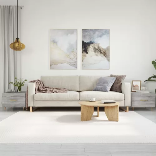  2 db szürke sonoma szerelt fa dohányzóasztal 50 x 50 x 40 cm