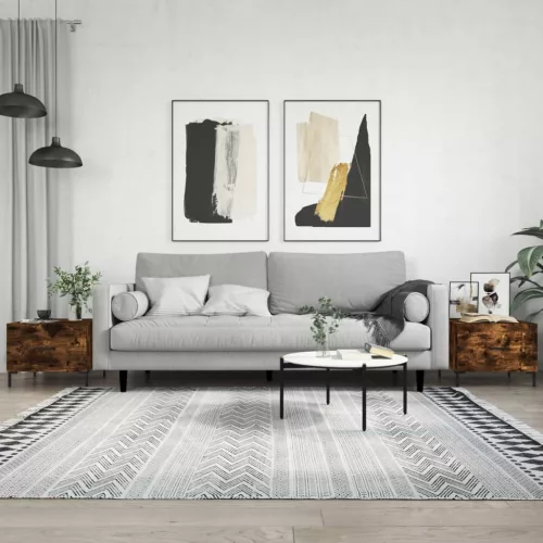  2 db füstös tölgy szerelt fa dohányzóasztal 50 x 50 x 40 cm