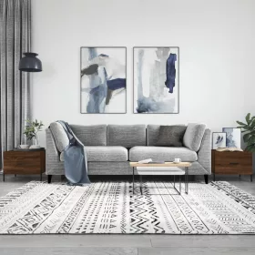    2 db barna tölgy szerelt fa dohányzóasztal 50 x 50 x 40 cm