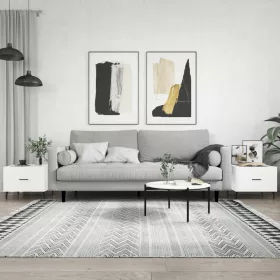    2 db magasfényű fehér szerelt fa dohányzóasztal 50 x 50 x 40 cm