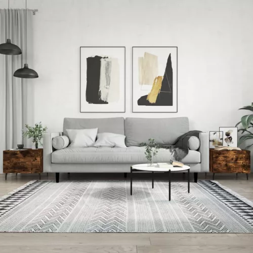  2 db füstös tölgy szerelt fa dohányzóasztal 50 x 50 x 40 cm