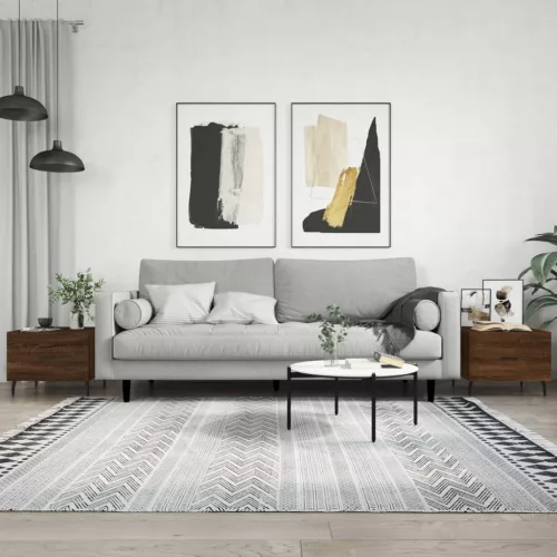  2 db barna tölgy szerelt fa dohányzóasztal 50 x 50 x 40 cm