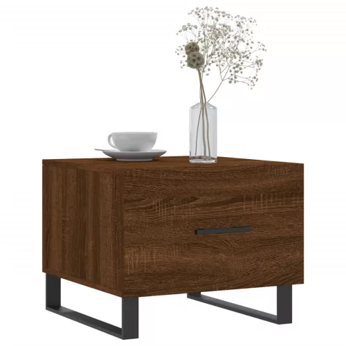  barna tölgy színű szerelt fa dohányzóasztal 50x50x40 cm