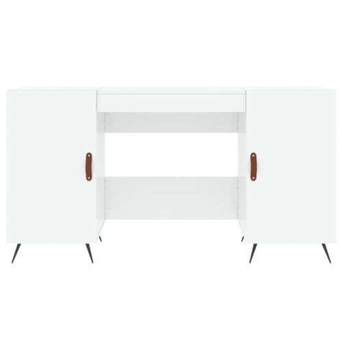  magasfényű fehér színű szerelt fa íróasztal 140 x 50 x 75 cm