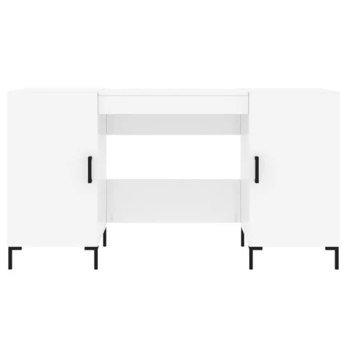  magasfényű fehér színű szerelt fa íróasztal 140 x 50 x 75 cm