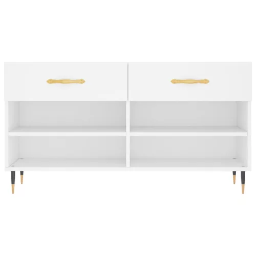  fehér szerelt fa cipőpolc 102x35x55 cm