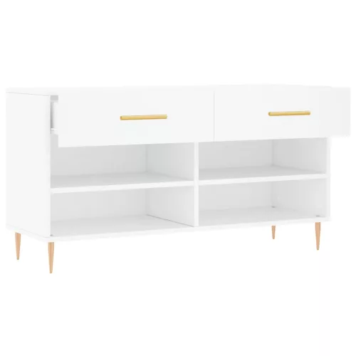  fehér szerelt fa cipőpolc 102x35x55 cm