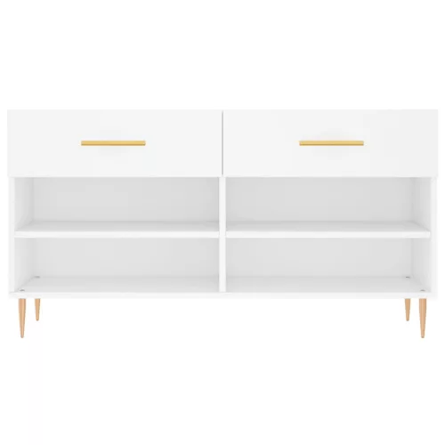  fehér szerelt fa cipőpolc 102x35x55 cm