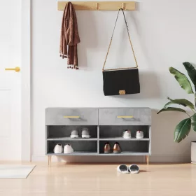  betonszürke szerelt fa cipőpolc 102 x 35 x 55 cm