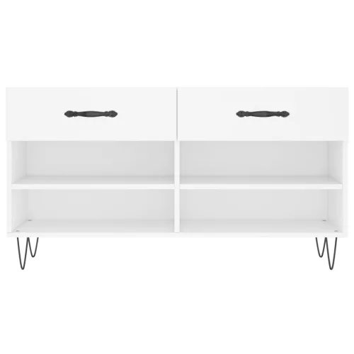  fehér szerelt fa cipőpolc 102x35x55 cm