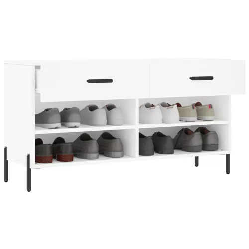  fehér szerelt fa cipőpolc 102x35x55 cm