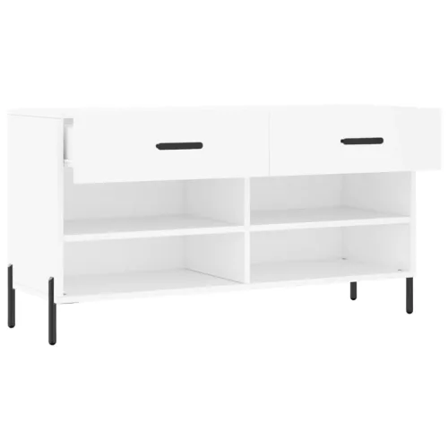  fehér szerelt fa cipőpolc 102x35x55 cm