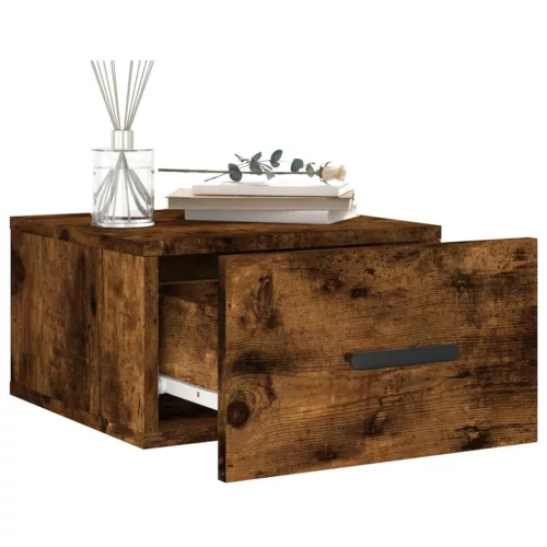  füstös tölgy színű falra szerelhető éjjeliszekrény 35x35x20 cm