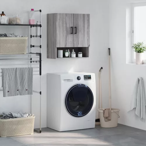  szürke sonoma színű szerelt fa faliszekrény 60 x 31 x 70 cm