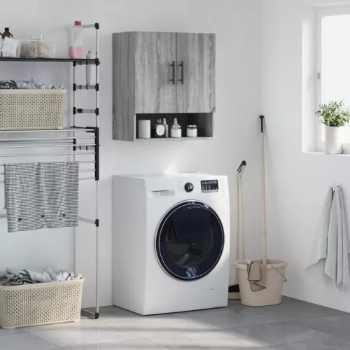  szürke sonoma színű szerelt fa faliszekrény 60 x 31 x 70 cm