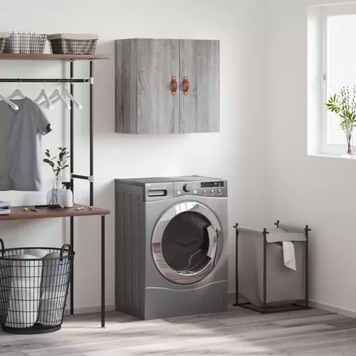  szürke sonoma színű szerelt fa faliszekrény 60 x 31 x 60 cm