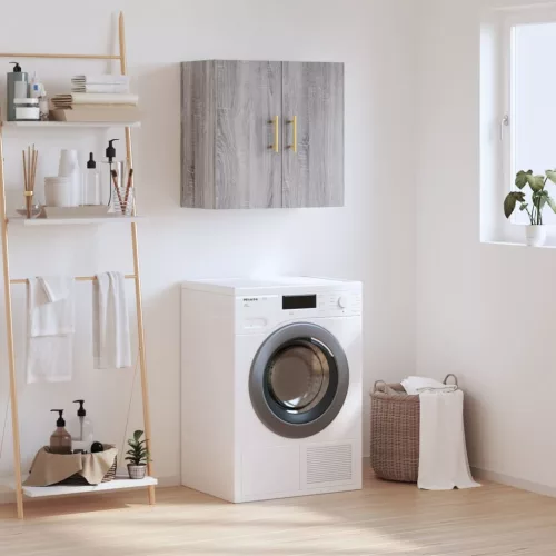  szürke sonoma színű szerelt fa faliszekrény 60 x 31 x 60 cm