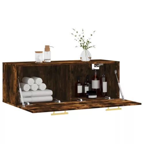  füstös tölgy színű szerelt fa faliszekrény 100 x 36,5 x 35 cm