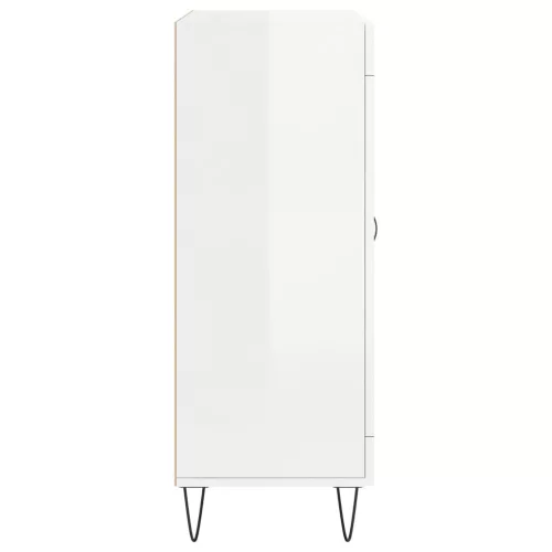  magasfényű fehér szerelt fa tálalószekrény 69,5 x 34 x 90 cm