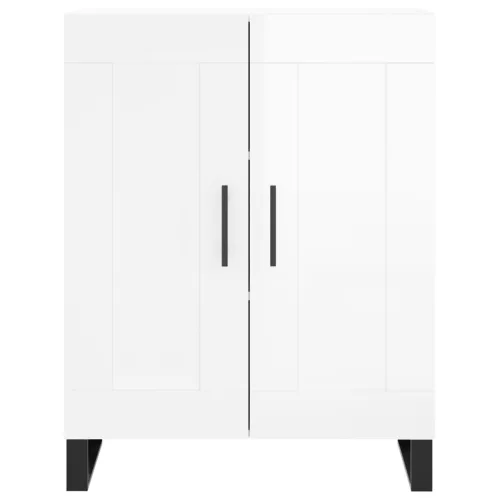  magasfényű fehér szerelt fa tálalószekrény 69,5 x 34 x 90 cm