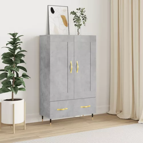  betonszürke szerelt fa magasszekrény 69,5 x 31 x 115 cm