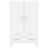  fehér szerelt fa magasszekrény 69,5 x 31 x 115 cm