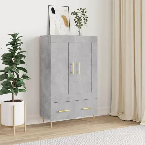  betonszürke szerelt fa magasszekrény 69,5 x 31 x 115 cm
