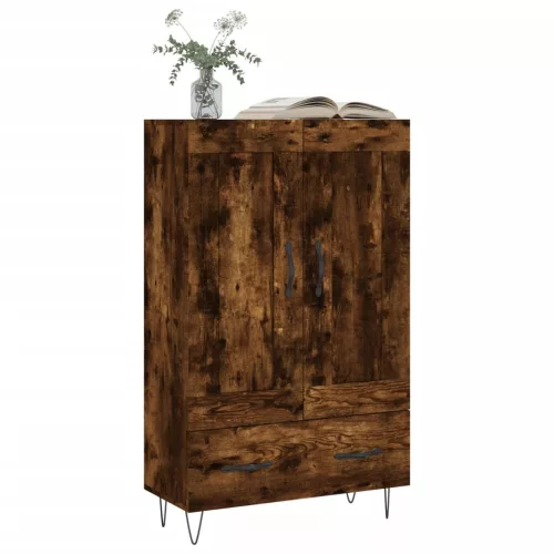  füstös tölgy színű szerelt fa magasszekrény 69,5 x 31 x 115 cm