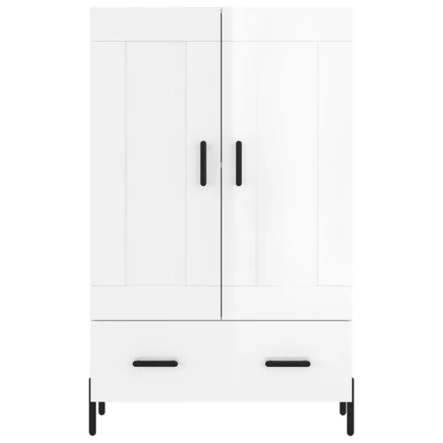  magasfényű fehér szerelt fa magasszekrény 69,5 x 31 x 115 cm