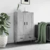  betonszürke szerelt fa magasszekrény 69,5 x 31 x 115 cm